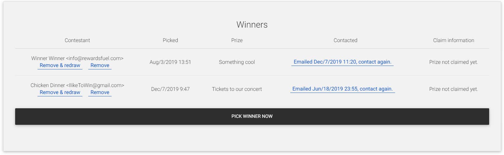 See who your winners are - contest winner generator