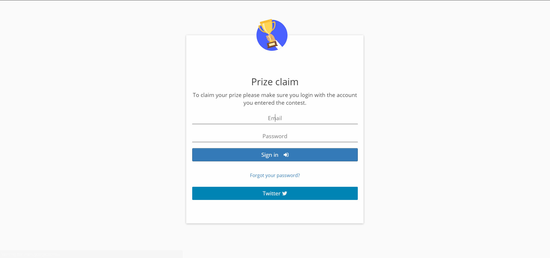 Prize claim login