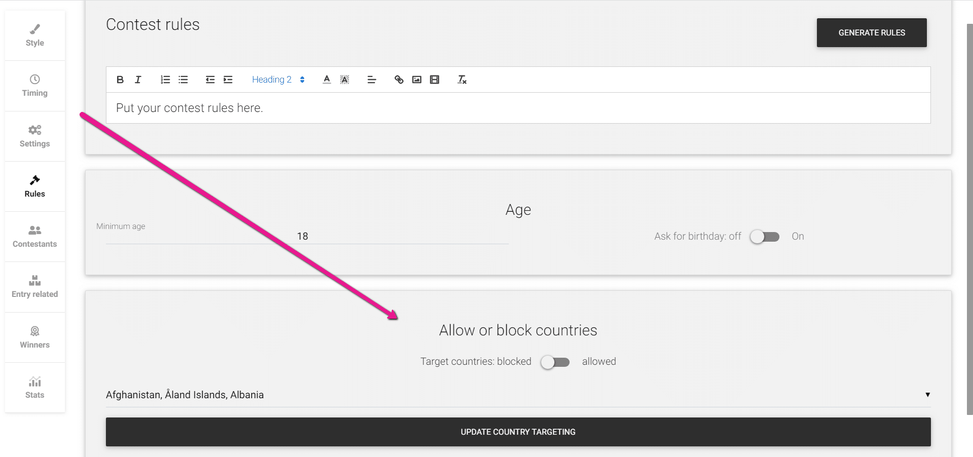 Target audiences with your contest